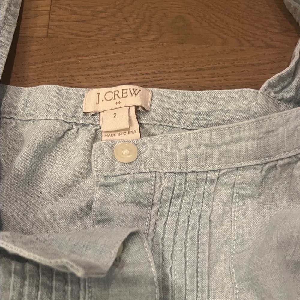 J. Crew Pale Blue Linen-Blend Button Front Tank - Picture 2 of 2